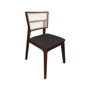 Imagem de Cadeira De Jantar Em Tela Premium Madeira Maciça Manuela Preto Facto Mel