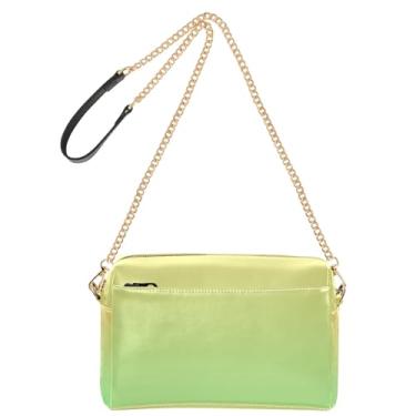Imagem de Joitme Bolsa feminina amarela verde pálida gradiente bolsa tiracolo para celular bolsa de ombro de couro PU com alça de corrente