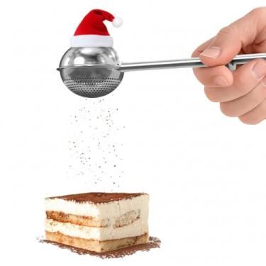 Imagem de Espanador de farinha para assar pão – espanador de farinha de aço inoxidável 18/8 com operação com uma mão – espanador de cacau, canela, especiarias e açúcar em pó com alça de mola | Preparação de chá