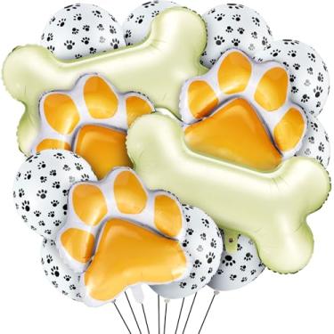 Imagem de Sumind 46 Pieces Dog Themed Balloons Decoration Set with Dog Paw Print and Bone Shaped Foil Balloons Props for Pets Birthday Party Supplie(Orange)
