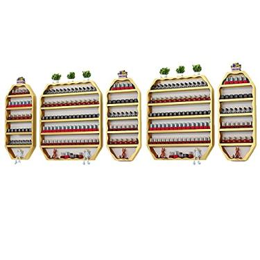 Imagem de Prateleiras de metal para armazenamento de esmaltes de parede, suporte de parede de ferro de 6 camadas, conjunto de prateleiras de esmalte para salão de unhas, prateleira de perfume, organizador de