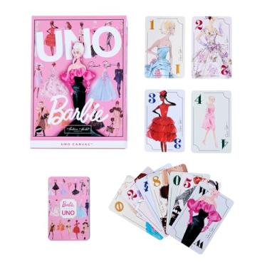 Imagem de UNO Barbie Fashion Model Collection 65th Anniversary Limited Edition Card Game, 112 Cards, Pink Box, Age 7+, HYH43
