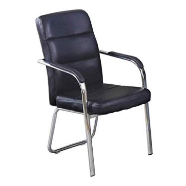 Imagem de Cadeira de escritório ergonômica cadeira de estudante moldura de aço cadeira de reunião em forma de arco almofada de couro PU assento apoio traseiro cadeira de mesa altura 47 cm (cor: branco)