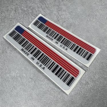 Imagem de Adesivo feito nos EUA estilo carro vinil bandeira nação código de barras decalque gráfico automático 2 peças