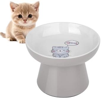 Imagem de Tigelas elevadas de cerâmica para gatos, tigelas elevadas de cerâmica com base antiderrapante, tigela alimentadora de porcelana para gatos de rosto plano e cães pequenos, sem estresse, protege a