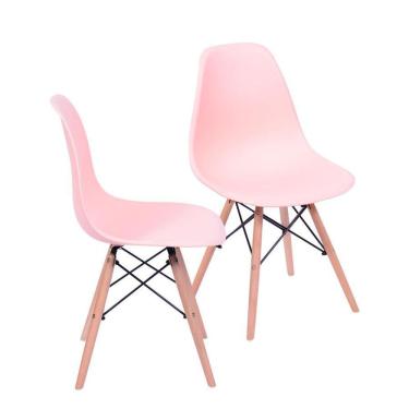 Imagem de Kit 2 Cadeiras Boxbit Dkr Eames Base Em Madeira Salmão