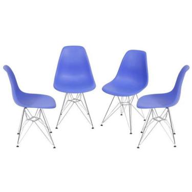Imagem de Kit 4 Cadeiras Boxbit Dkr Eames Base Cromada ul Escuro