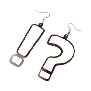 Imagem de Brincos Grandes De Acrílico Com Símbolo De Interrogação Para Moda Femi