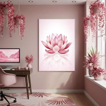 Imagem de Quadro Decorativo Flor De Lótus Rosa 70X50Cm Mold Preta - Quadros On-L