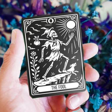 Imagem de Metal Tarot Keepsake Card Collection – The Fool Hermit Lovers Magician – Aluminum Divination Art Gift Souvenir Collectible (The Fool)