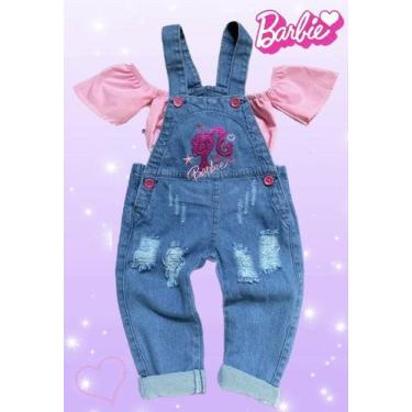 Imagem de Jardineira Jeans Infantil Barbie - JOANINHA BABY, COM BLUSA, 03 ANOS