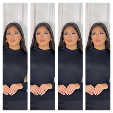 Imagem de Kit 4 blusa feminina cacharrel com manga longa - GK TODA BELA, Preto, 