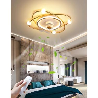 Imagem de Ventiladores de teto com luzes, ventilador de teto moderno com controle remoto, luzes de teto reguláveis para sala de estar, ventilador de teto com luzes para quarto, ventilador com lustre d