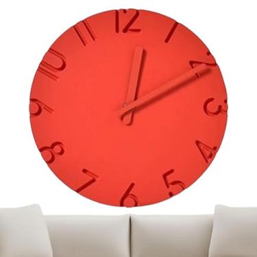 Imagem de Relógio de parede simples criativo, relógio de parede moderno - Decoração moderna silenciosa do quarto relógio de parede de 12 polegadas - Decoração de parede com textura de cimento Número Decoraçã