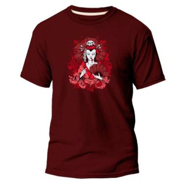 Imagem de Camiseta Básica Algodão Premium Estampa Digital Gueixa Skele - Pavesi,