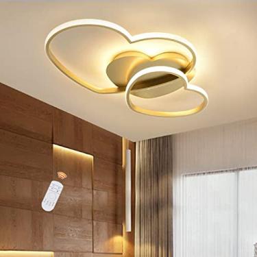 Imagem de Luminária de teto LED moderna em formato de coração para crianças, com controle remoto e intensidade regulável, ideal para quartos de meninos e meninas, salas de estar e ambientes internos.