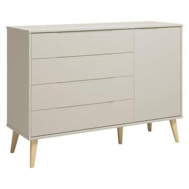 Imagem de Cômoda com Porta Retrô Elfe Areia Acetinado Natural - Reller