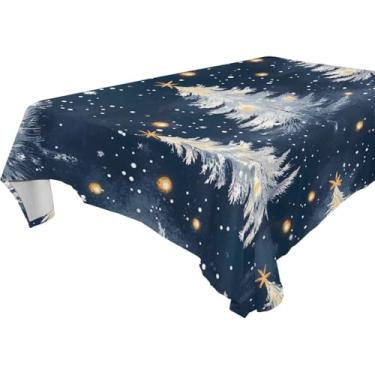 Imagem de Blueangle Toalha de mesa para árvore de Natal – Toalha de mesa quadrada de poliéster impermeável e resistente a manchas para ambientes internos e externos, 137 x 137 cm (261)