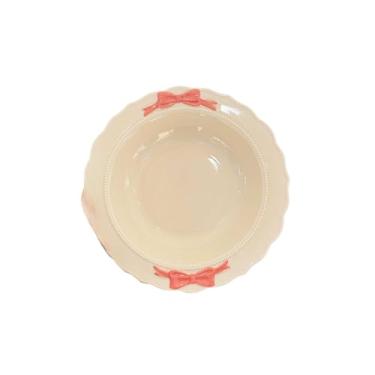 Imagem de Tigela de arroz com contas de laço pintada à mão para uso doméstico sob o esmalte - prato de sopa oval de 22 cm