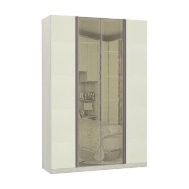 Imagem de Guarda Roupa Solteiro 4 Portas 3 Gavetas Prime Plus Com Vidro Reflecta 1,59 Cm Luciane Móveis