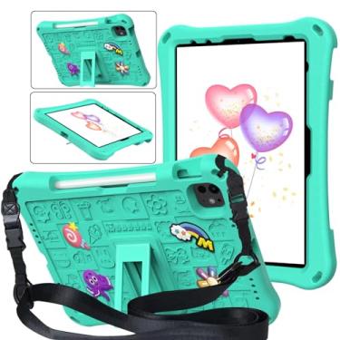 Imagem de Capa para iPad Air 11 polegadas M2 (2024) Air 6ª geração, iPad Air 5ª/4ª geração (2022/2020) com suporte para lápis, suporte para Pencil Pro e Pencil (USB-C), suporte e alça de ombro, Verde