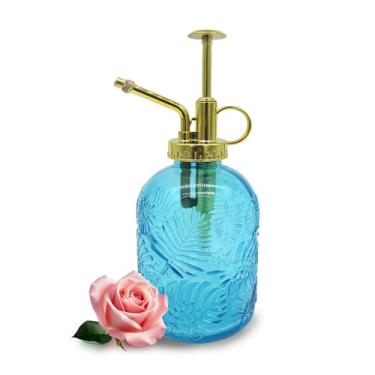 Imagem de VKSG Frasco spray de vidro para plantas mister, pulverizador vintage de 350 ml, frasco de irrigador de suculentas com bomba superior, regador de plantas pequenas para ambientes internos (azul)
