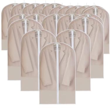 Imagem de Kit 20 Peças Organizador de Roupas 60x120cm contra Poeira com Tampa Protetora Capa Casaco Saco Translúcido Cobrir Terno