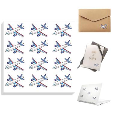 Imagem de 240 adesivos de papel autoadesivos, padrão de avião, adesivo decorativo de selagem para álbum de fotos faça você mesmo, álbum de recortes, decoração ou suprimentos de artesanato, 9 x 9 cm