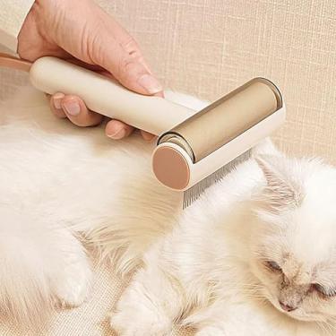 Imagem de Pente para cães | Escova de queda para cães com removedor de fiapos | Ferramenta de desmatamento de gatos de aço inoxidável para gatinhos, filhotes de animais médios e grandes