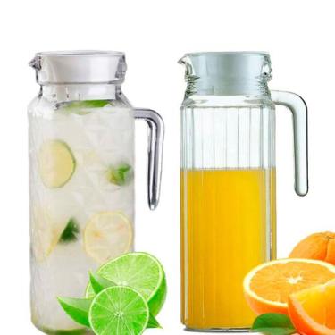 Imagem de Jarra De Vidro Com Tampa Suco Água 1 Litro 2 Unidades - Ladiv