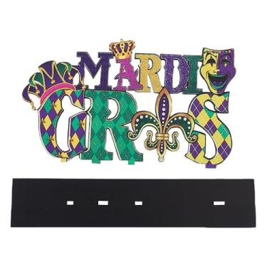 Imagem de Sinais de decoração de mesa de carnaval Mardi Gras placa de centro de mesa decoração de baile de máscaras para jantar festa estilo Nova Orleans