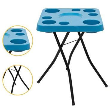 Imagem de Mesa Petisqueira Dobrável Mesinha Portátil Para Churrasco Bares Piscin