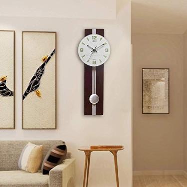 Imagem de U5GAAALPPQ9 Relógio de parede moderno e redondo com pêndulo e movimento de quartzo, relógio de parede, relógio moderno, personalidade, criativo, doméstico, relógio de quartzo silencioso, A, 23 cm (C