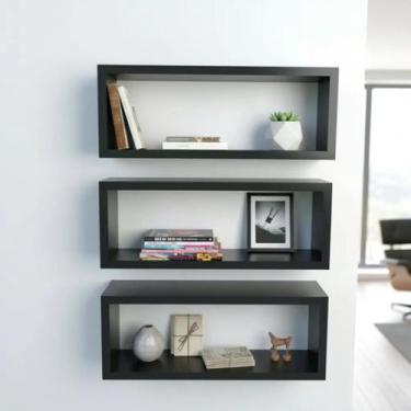 Imagem de Kit 03 Nichos 50x25 Preto Decoração Sala Quarto Cozinha Banheiro Escri
