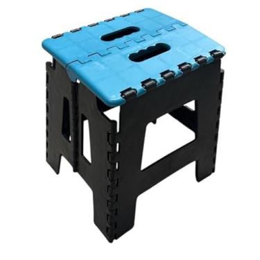Imagem de Banqueta Dobrável Portátil Resistente - Banco de Plástico Antiderrapante Suporta 100KG, Banqueta Plastico para Pescaria, Camping e Cozinha, Banco para Balcão e Bancada(Azul)