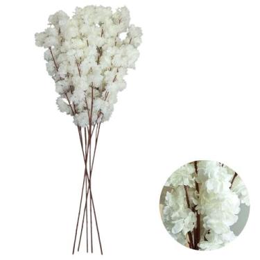 Imagem de 5 Hastes Flor Pessegueiro Artificial Cerejeira 95cm Realista - - Intco