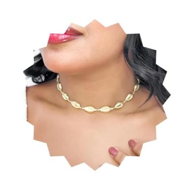 Imagem de ROHNES Choker de Búzios Folheada a Ouro 18k, Dourado, Feminino, Aço Inoxidável e Ouro, Metal