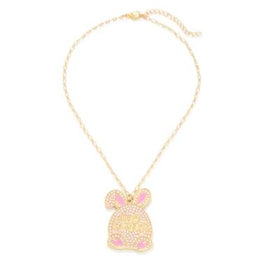 Imagem de Colar feminino com pingente de coelho da Happy Easter com pingente de pérola e animal ajustável, banhado a ouro, joia fofa para festas de fim de ano