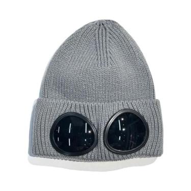 Imagem de Gorro De Inverno Unissex Tricotado Com Óculos, À Prova De Vento, Quent