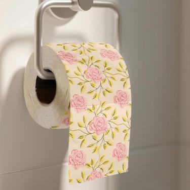 Imagem de Rolo de papel higiênico com estampa rosa, estampa floral de cor natural, tecido decorativo de banheiro para decoração de banheiro, guardanapos de decoração de quarto de hóspedes, suprimentos de festa