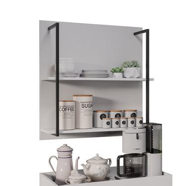 Imagem de Prateleira Industrial Dupla Cozinha Suspenso Painel Parede Eri 70,5cm Branco M12 - D'Rossi