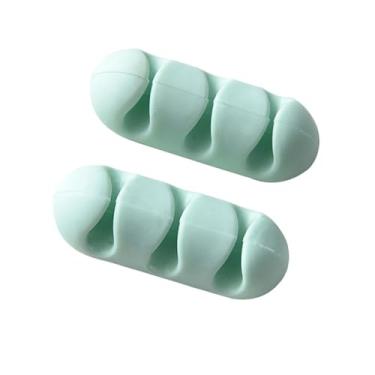 Imagem de aqxreight Clipe de Cabo de Mesa Suporte Organizador de Cabo de Plástico Autoadesivo para Mesa de Cabeceira Home Car Office 2 Peças Verde para Nenhuma Operação Qualquer Instalação Salva é Clipe de e