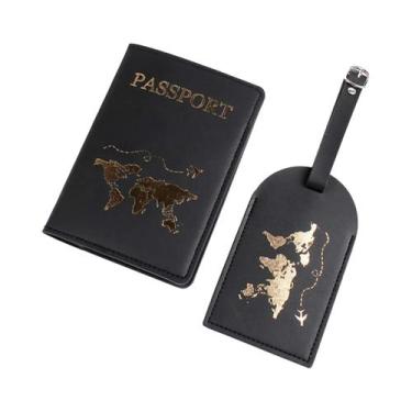 Imagem de Conjunto De Capa De Passaporte Em Couro PU Para Casais, Etiqueta De Ba