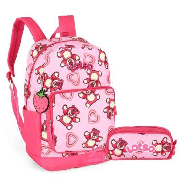 Imagem de Kit Mochila de Costas G + Estojo Triplo Lotso Disney Luxcel | Toy Story | Rosa Pink | 2...