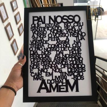 Imagem de Quadro Decorativo Oração Pai Nosso 25x35cm com moldura Cor:Preto - TW 