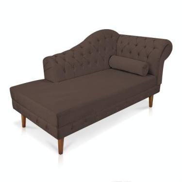 Imagem de Divã Recamier Capitonê Mônaco 165 cm Suede Marrom Pés Chanfrado- D'Ros
