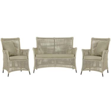 Imagem de Jogo Sofá E 2 Poltronas Igapó Alumínio Marrom E7 Trama Rami