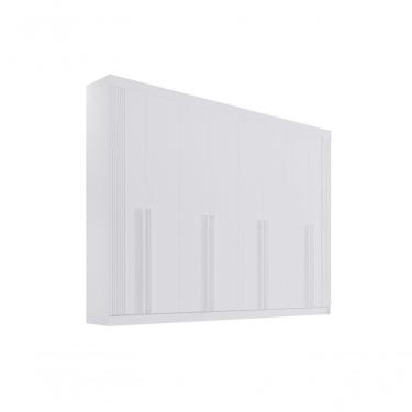Imagem de Guarda Roupa Casal 8 Portas Ripado 8 Gavetas Com Pés Daymont - D' Doro Branco/ripado