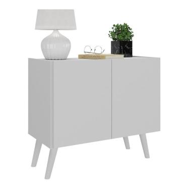 Imagem de Mesa De Cabeceira Retrô 2 Portas Multimóveis Mp4133 Branca Branco