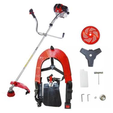 Imagem de Roçadeira a gasolina toyama rt43l-b 43cc 1.7hp com lâmina 3 pontas e l